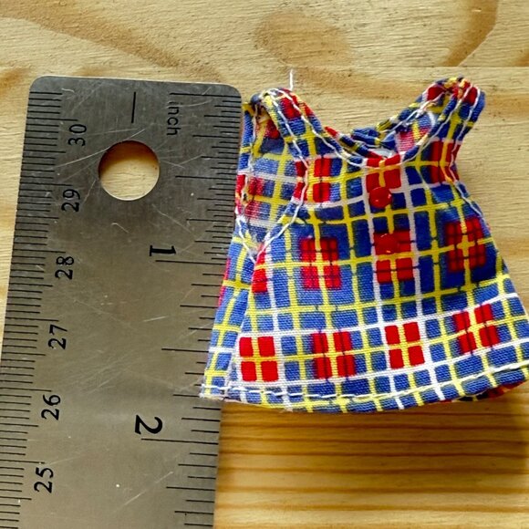 Vintage Barbie Kelly Doll Dress Multicolor Plaid Pattern Y2K - Picture 3 of 4